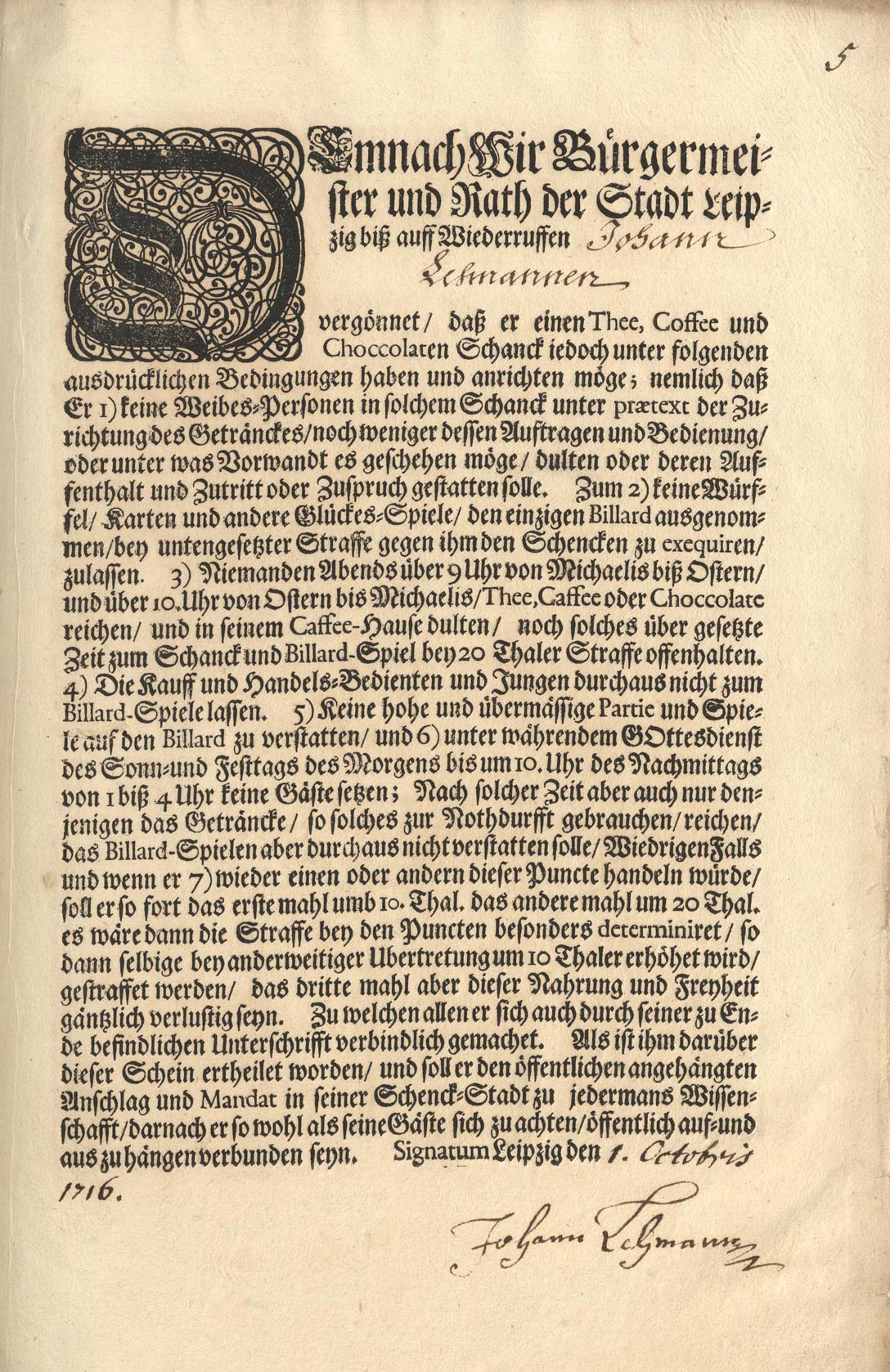 Urkunde – Coffe Baum Leipzig